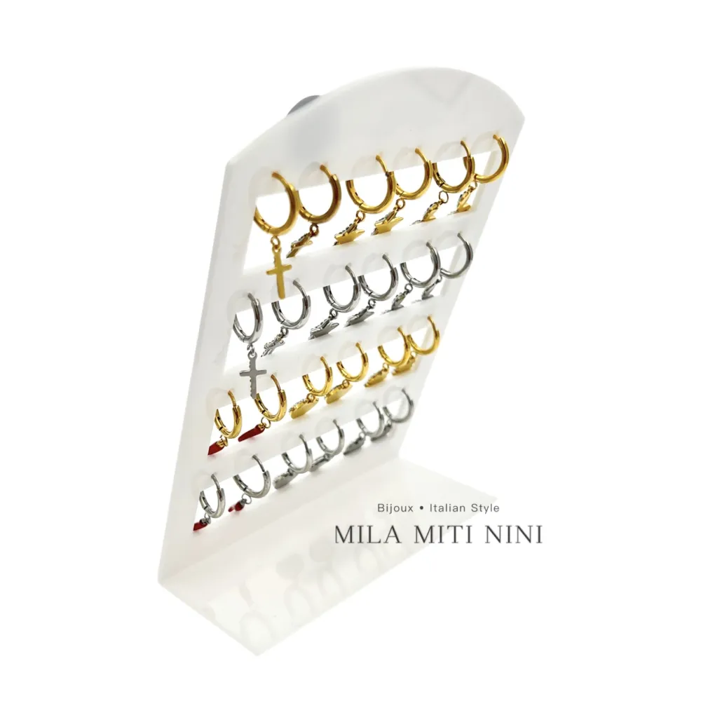 Mix Pendenti con Strass-12Paia Orecchini in Acciaio - OPA-450-356-516