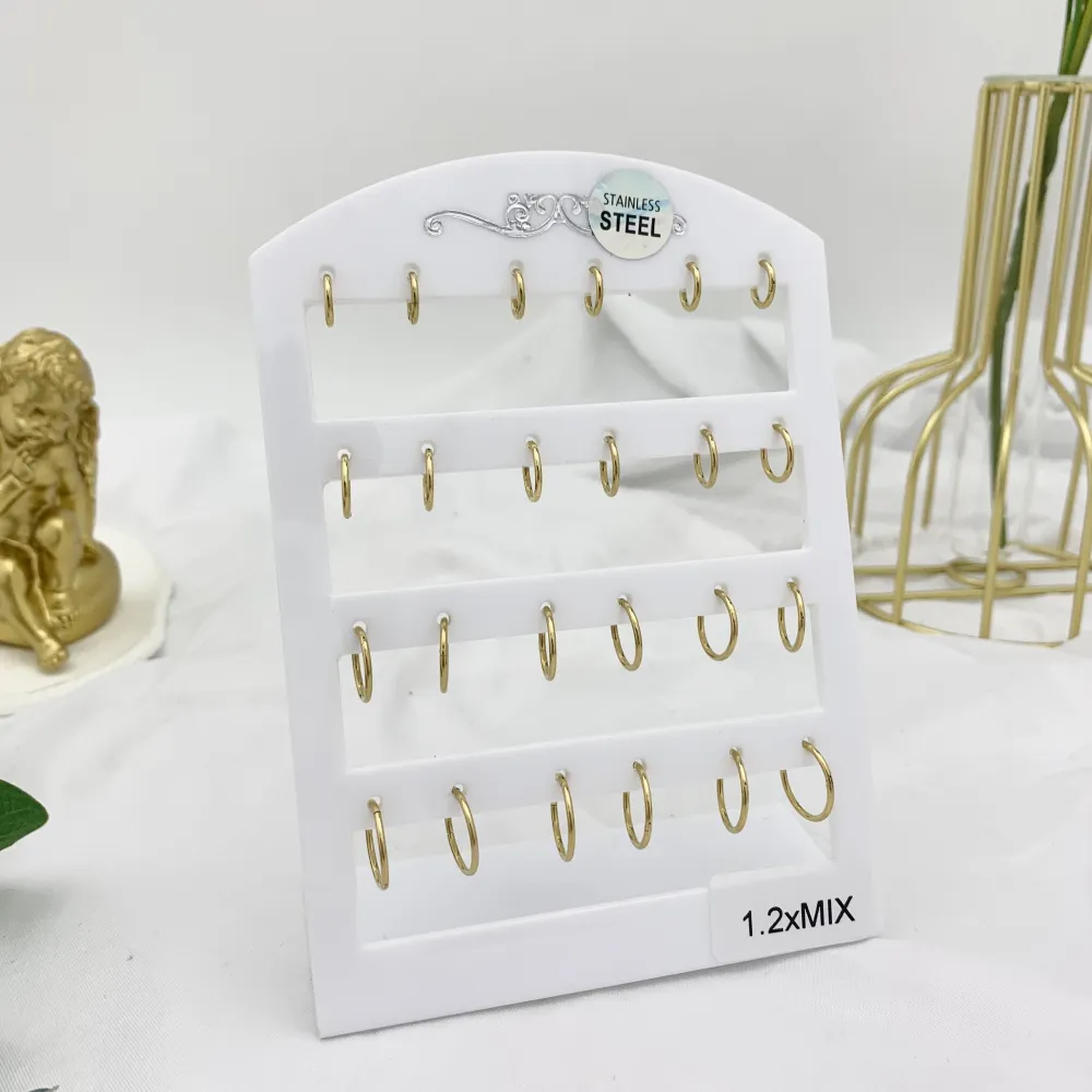 Cerchio 1.2mm Mix-12Paia Orecchini in Acciaio - OPA-450-632 1.2mm Mix