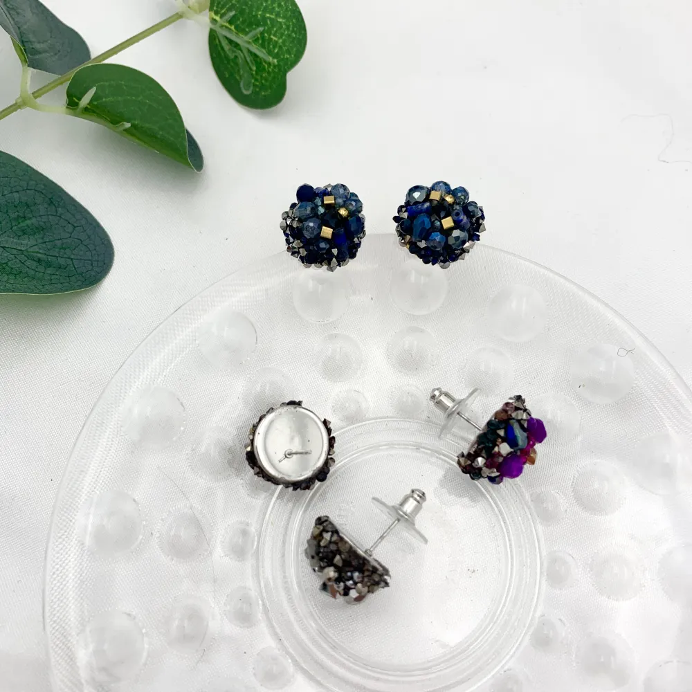 Bottone con Cristalli-36Paia Orecchini a Lobo in Acciaio - OPA-732-124