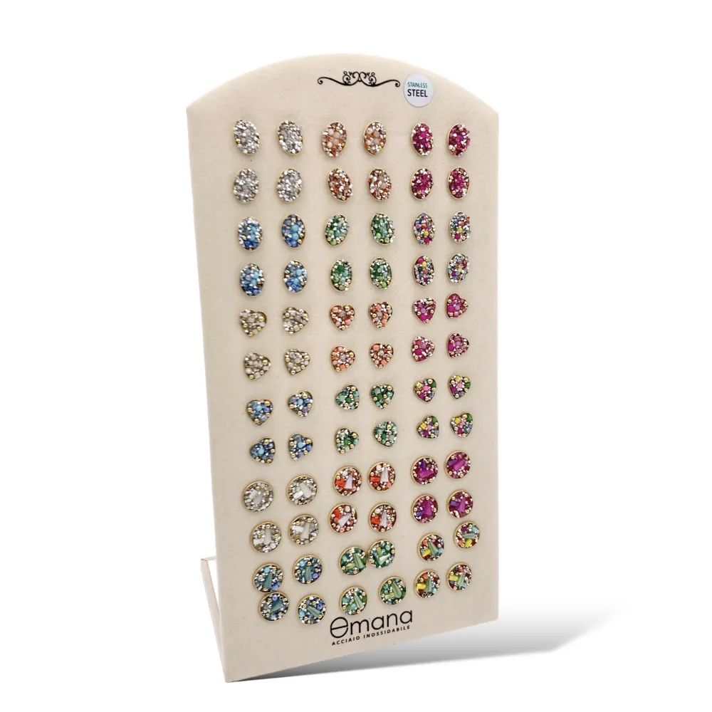 Quadrato Farfalla Quadrifoglio-36 Paia Orecchini a Lobo in Acciaio - OPA-732-230