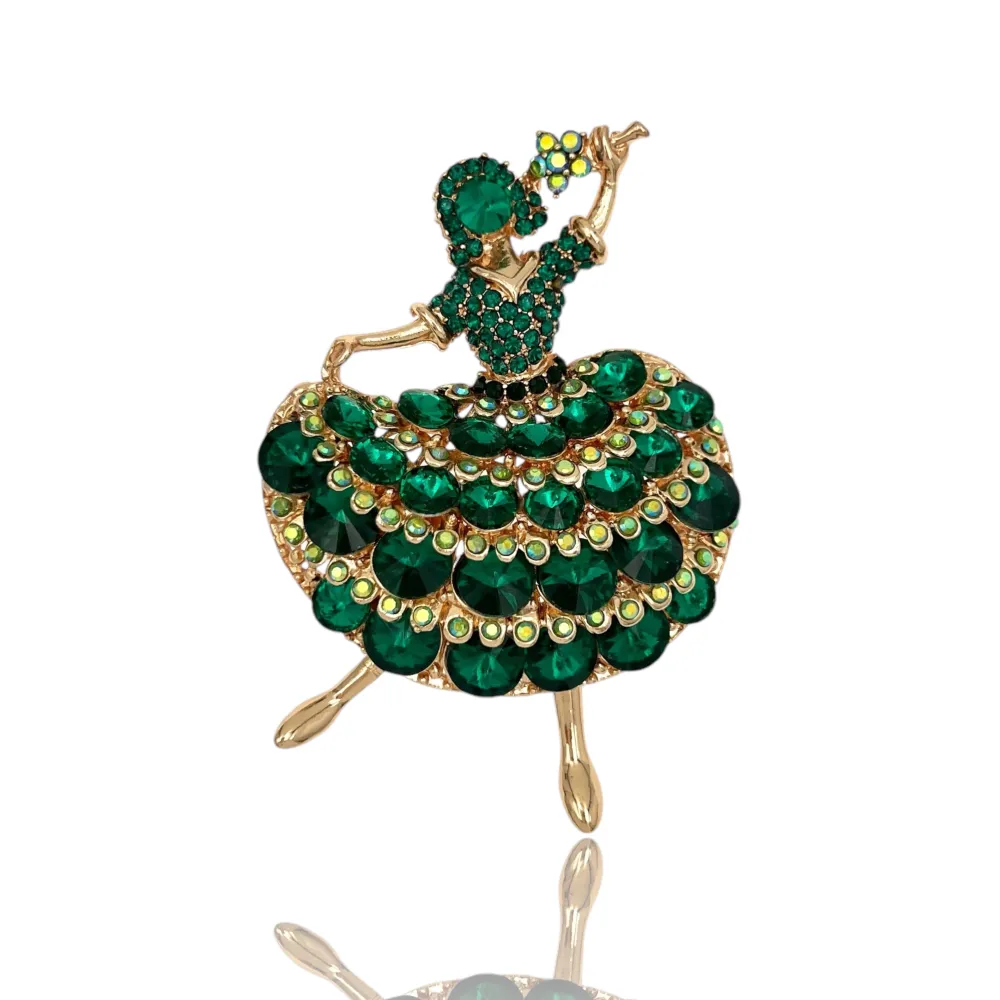 Ballerina-Spilla in Metallo e Strass - SPM-312-369