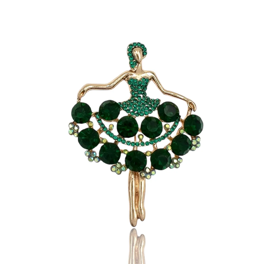 Ballerina-Spilla in Metallo e Strass - SPM-312-370