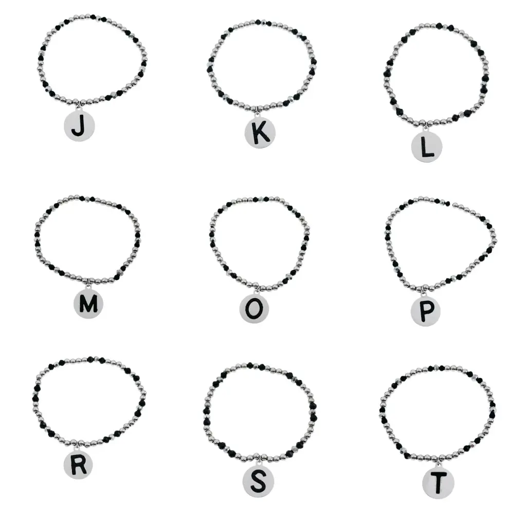 BAE2909-Iniziale con Strass - Bracciale Elastico in Acciaio_2