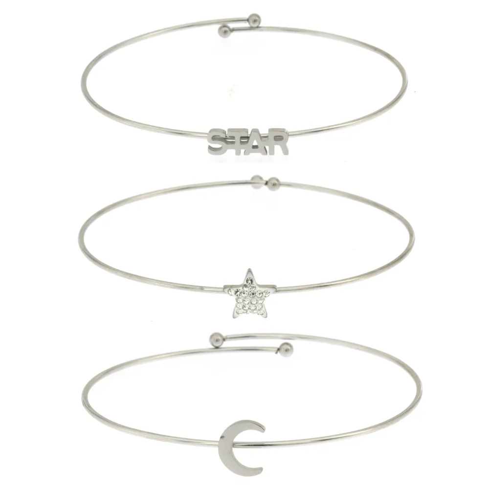 BAR-Set 3pz Bracciali 5409 - Bracciali Rigidi in Acciaio_SET A_1