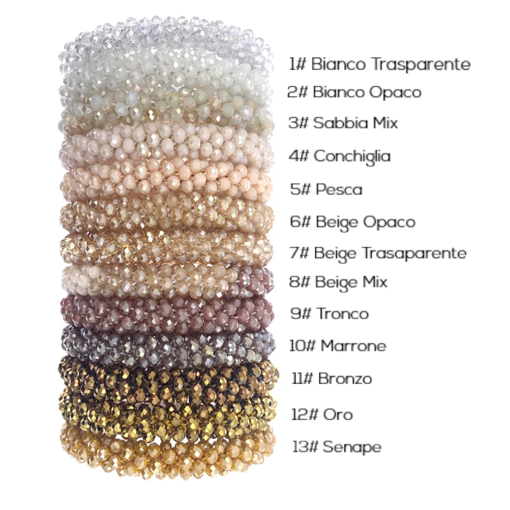 BCE1412-Cristalli Tonalità Beige - Bracciale Elastico_1