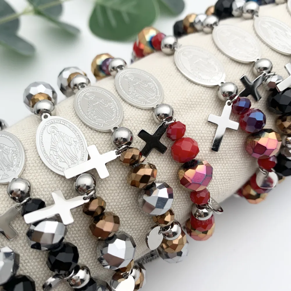 BPA7680-Rosario Croce-12 Pz Bracciali in Acciaio_2