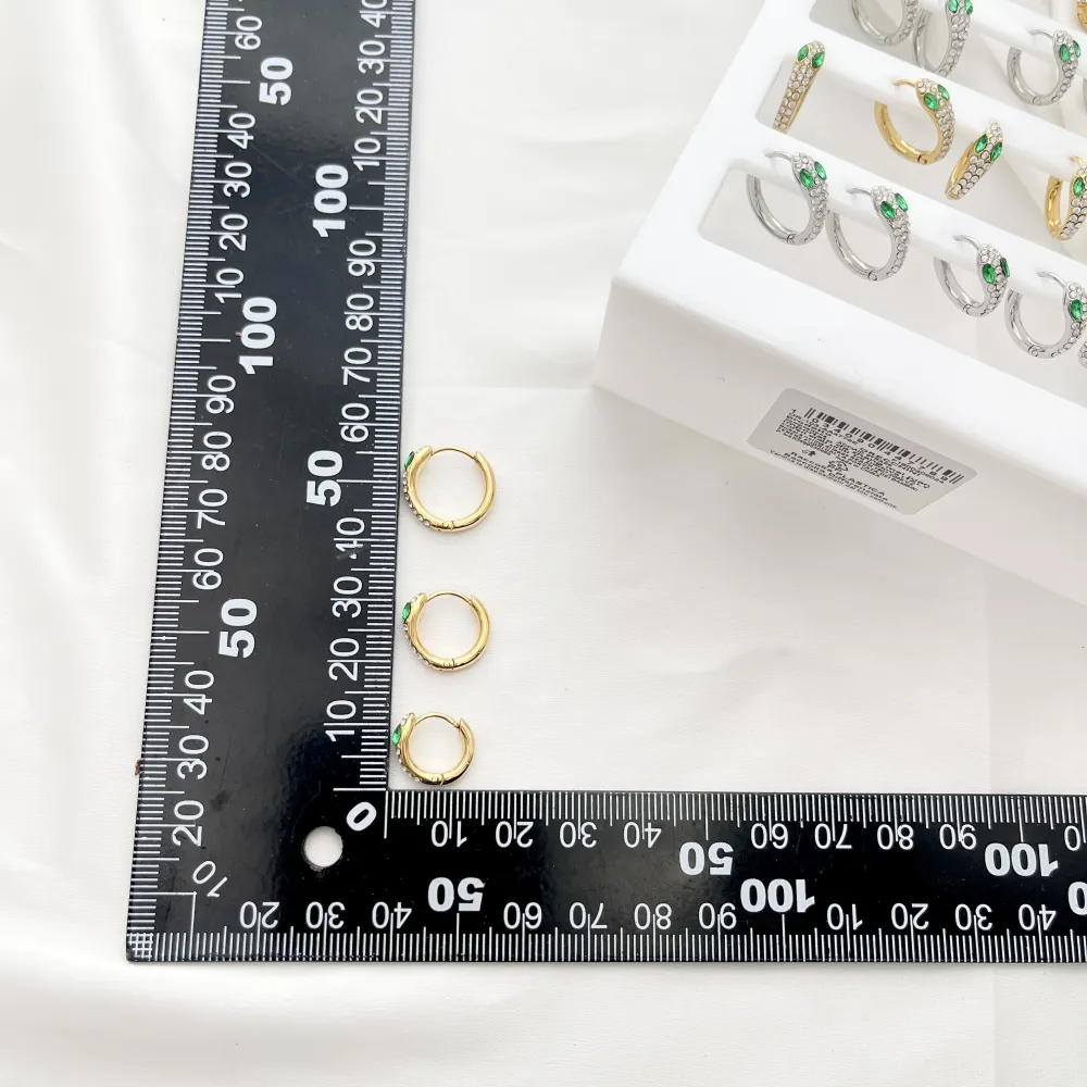 Cerchio Serpente con Strass -24pz Orecchini in Acciaio - OR-103-AA4778E 8-12mm