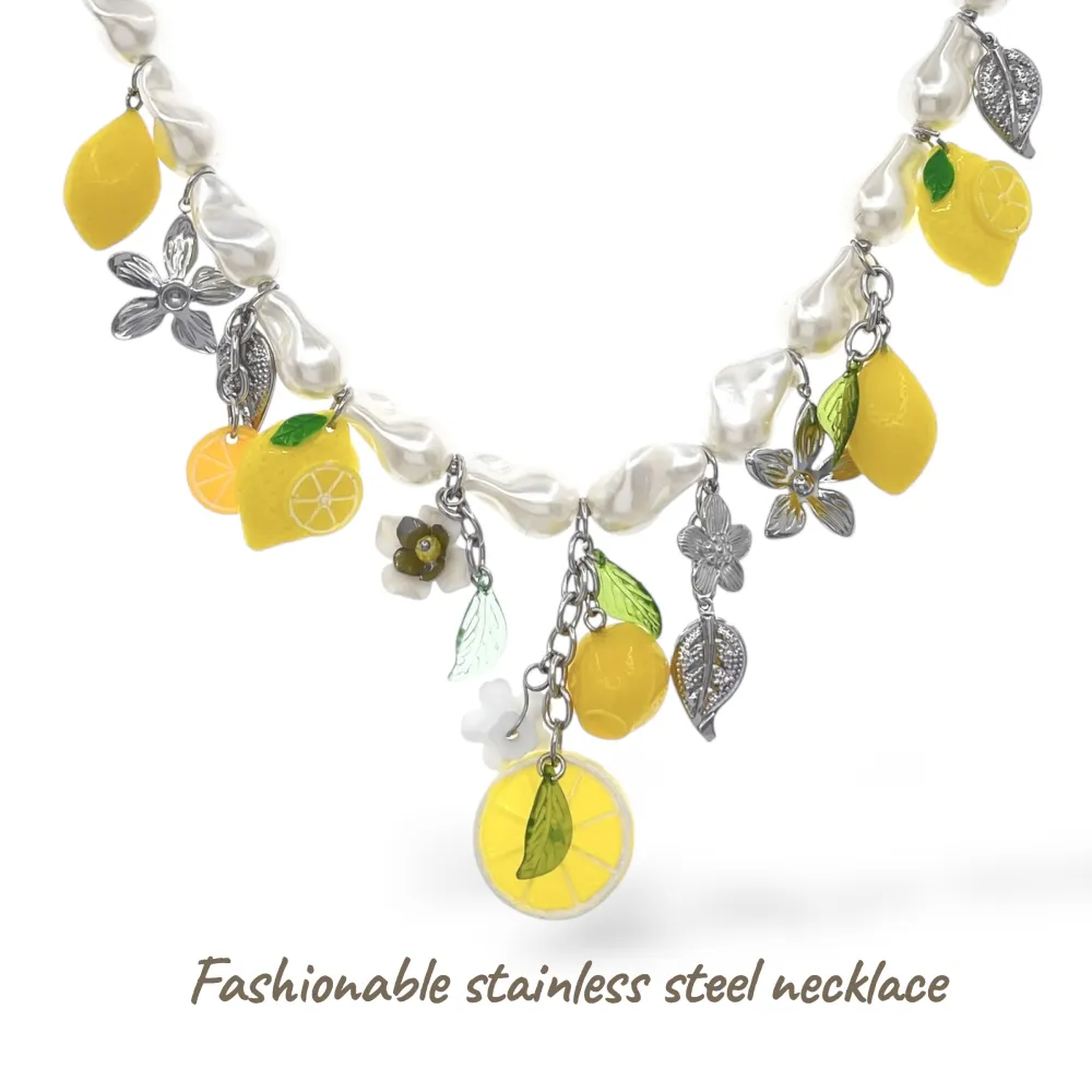 Limone Fiore-Collana Corta in Acciaio - CL-732-534