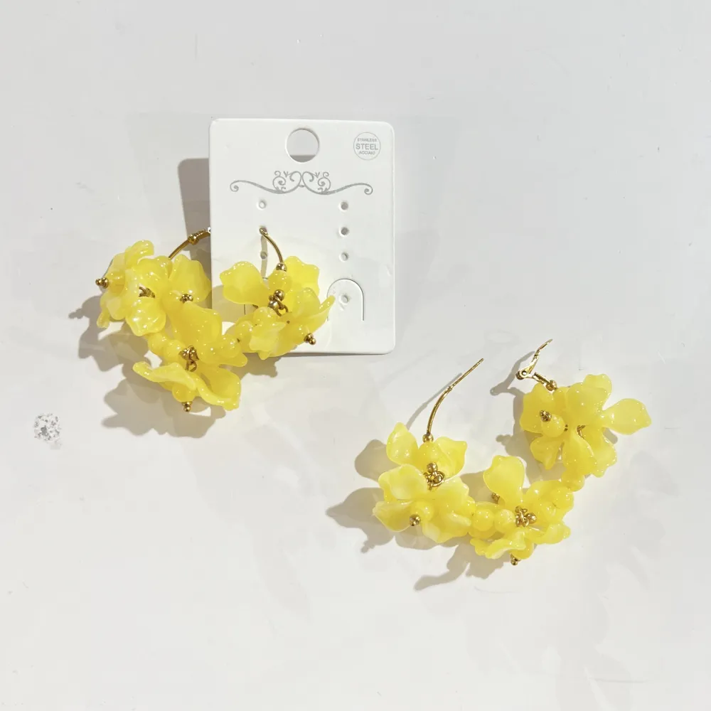 Cerchio con Fiore-Orecchini in Acciaio - OR-732-613