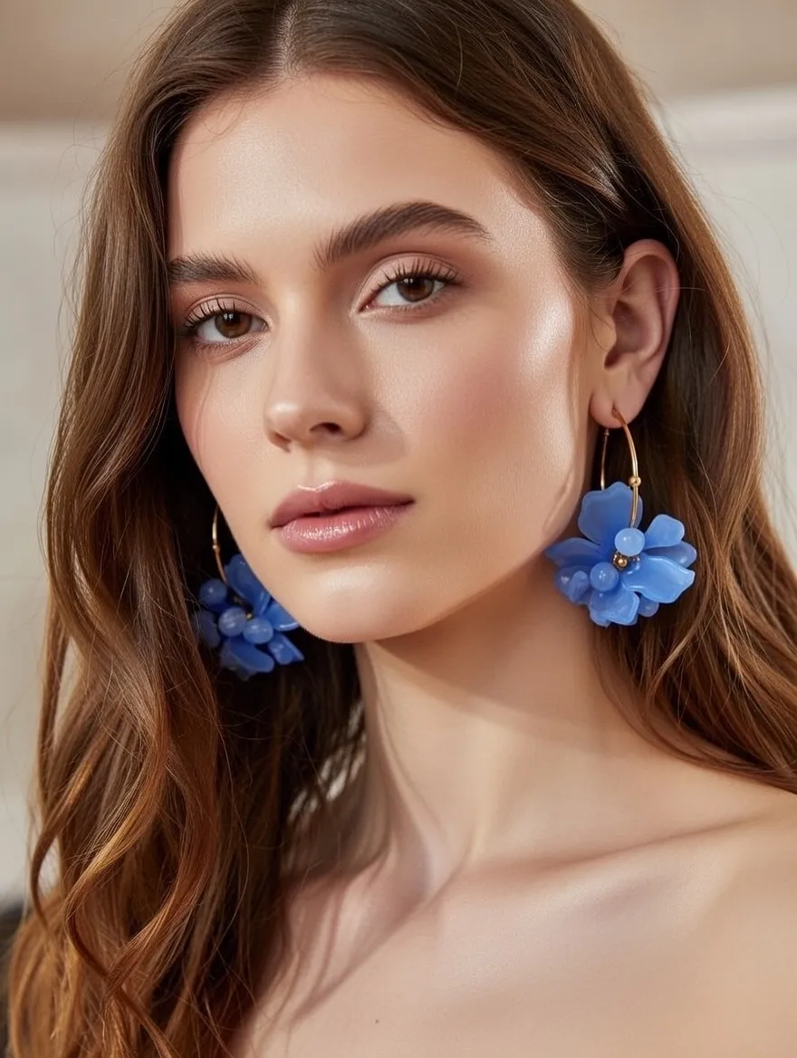 Cerchio con Fiore-Orecchini in Acciaio - OR-732-613