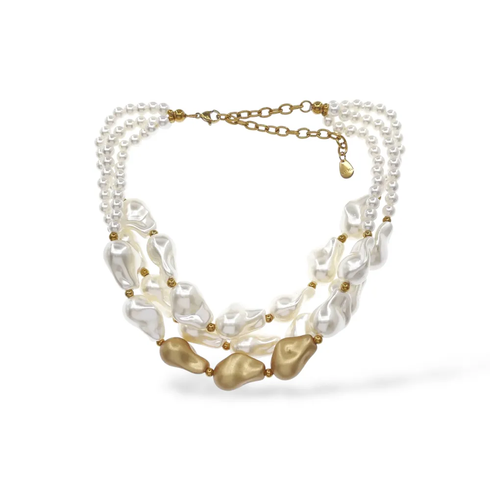 Multifilo Perline-Collana Corta con Perla - CL-732-487k