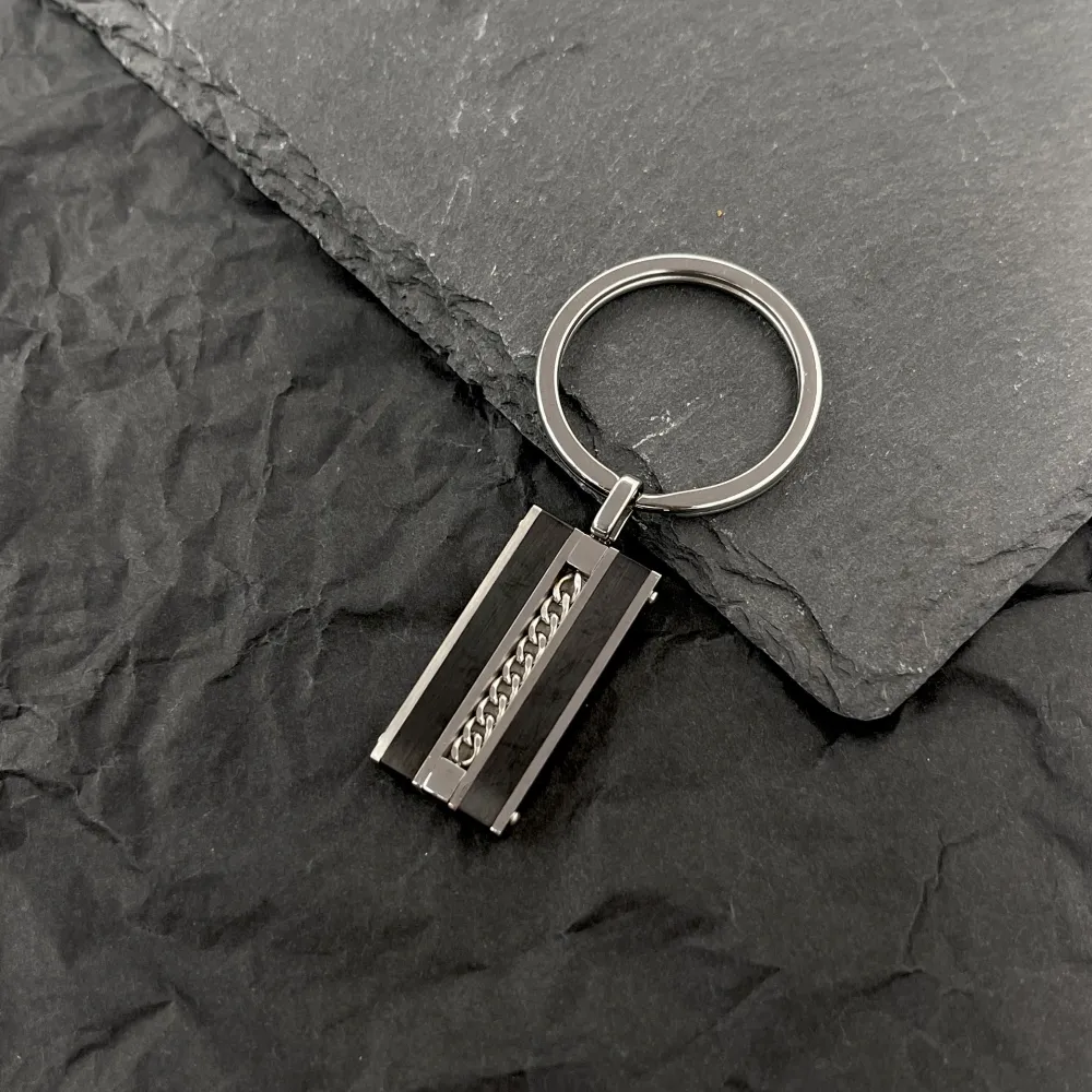 Targhet con Catena -Portachiave da Uomo in Acciaio - PO-600-H391