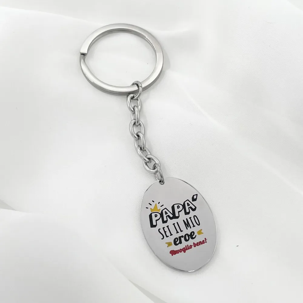 Papà sei il mio eroe ti voglio bene- Portachiave in Acciaio - PO-413-136