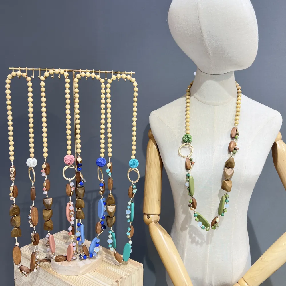 perline Ovale  -Collana Lunga Moda - CL-510-114