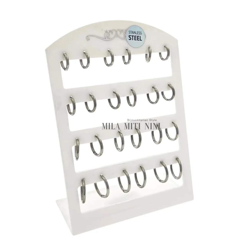 OPA450-Cerchi 2mm-12 Paia Orecchini in Acciaio