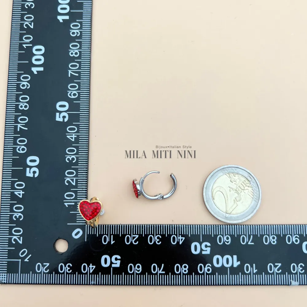 OPA450-404-Cuore-12 Paia Orecchini in Acciaio