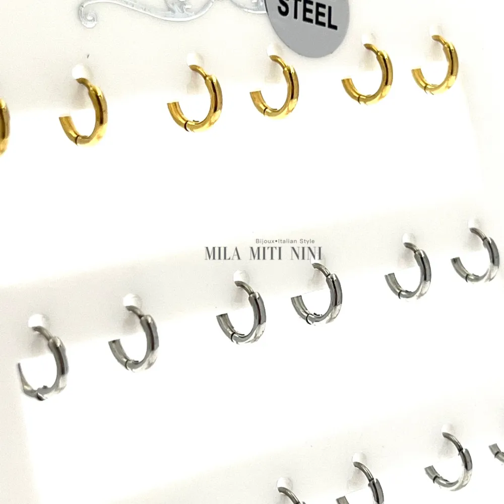 OPA450-Cerchi 1.6mm-12 Paia Orecchini in Acciaio