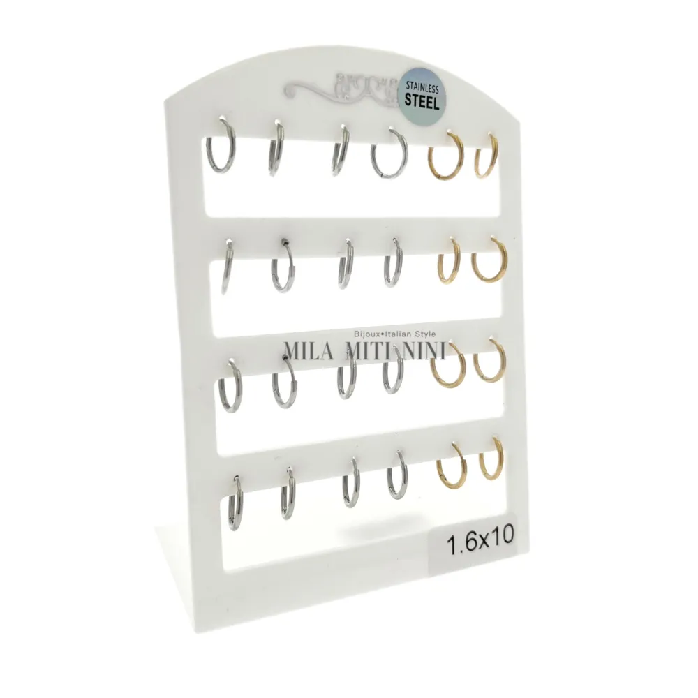 OPA450-Cerchi 1.6mm-12 Paia Orecchini in Acciaio