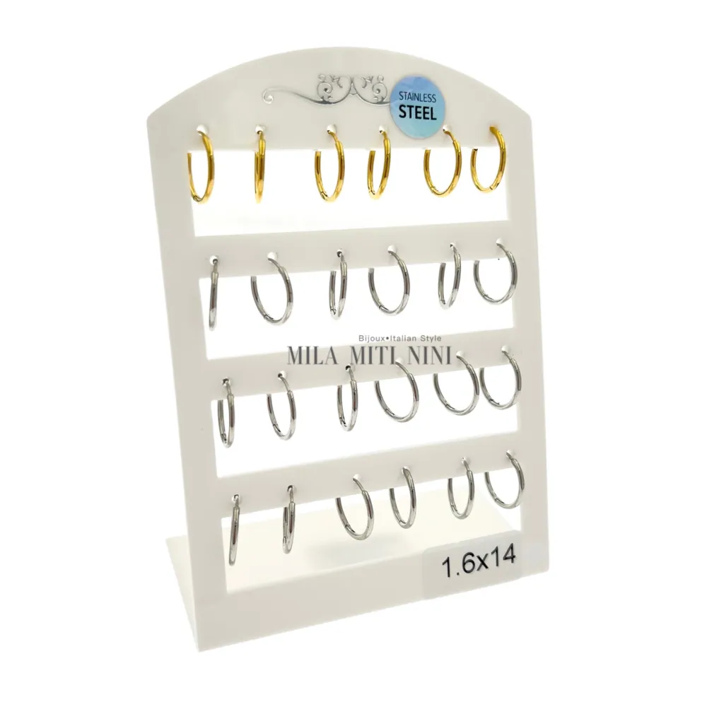 OPA450-Cerchi 1.6mm-12 Paia Orecchini in Acciaio