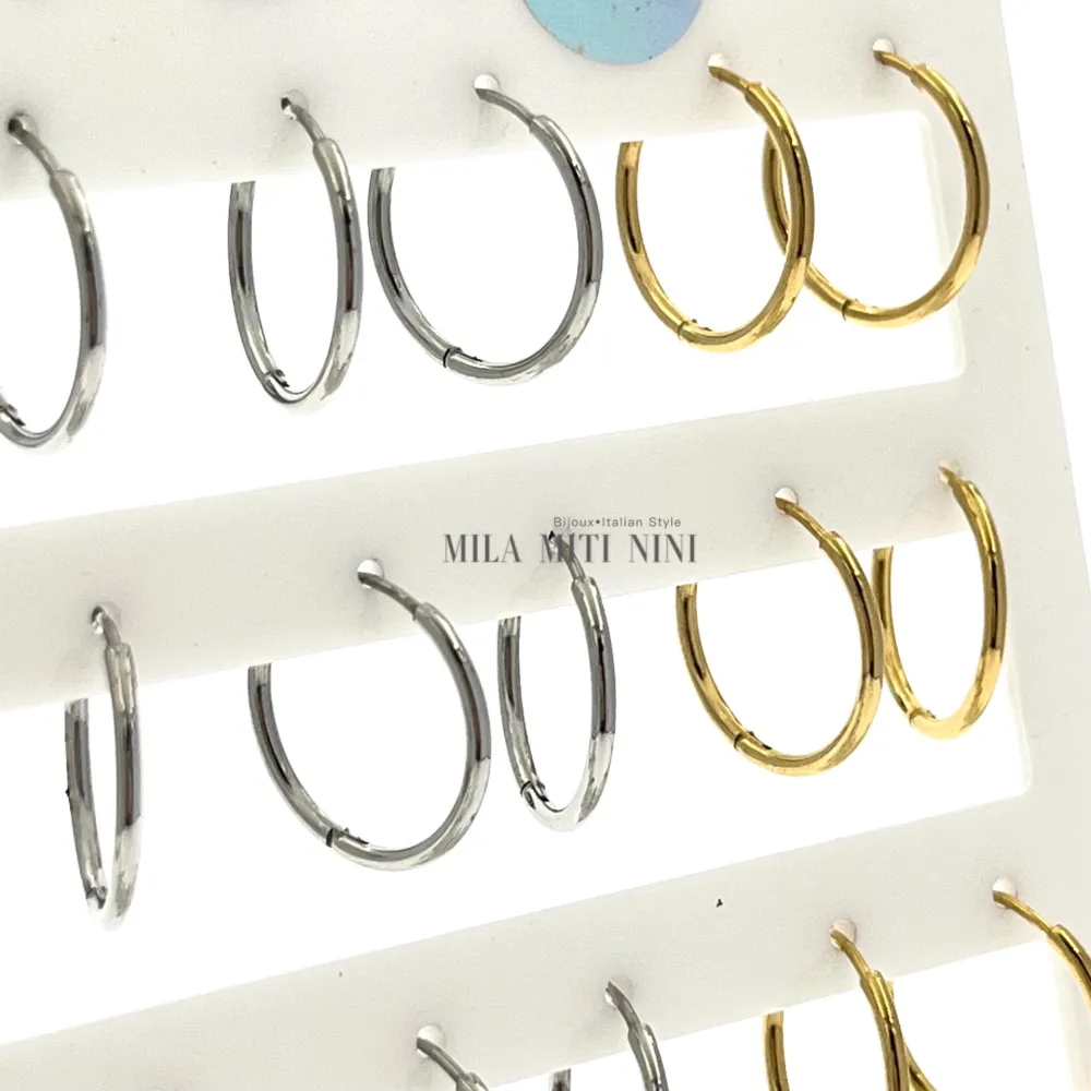 OPA450-Cerchi 1.6mm-12 Paia Orecchini in Acciaio