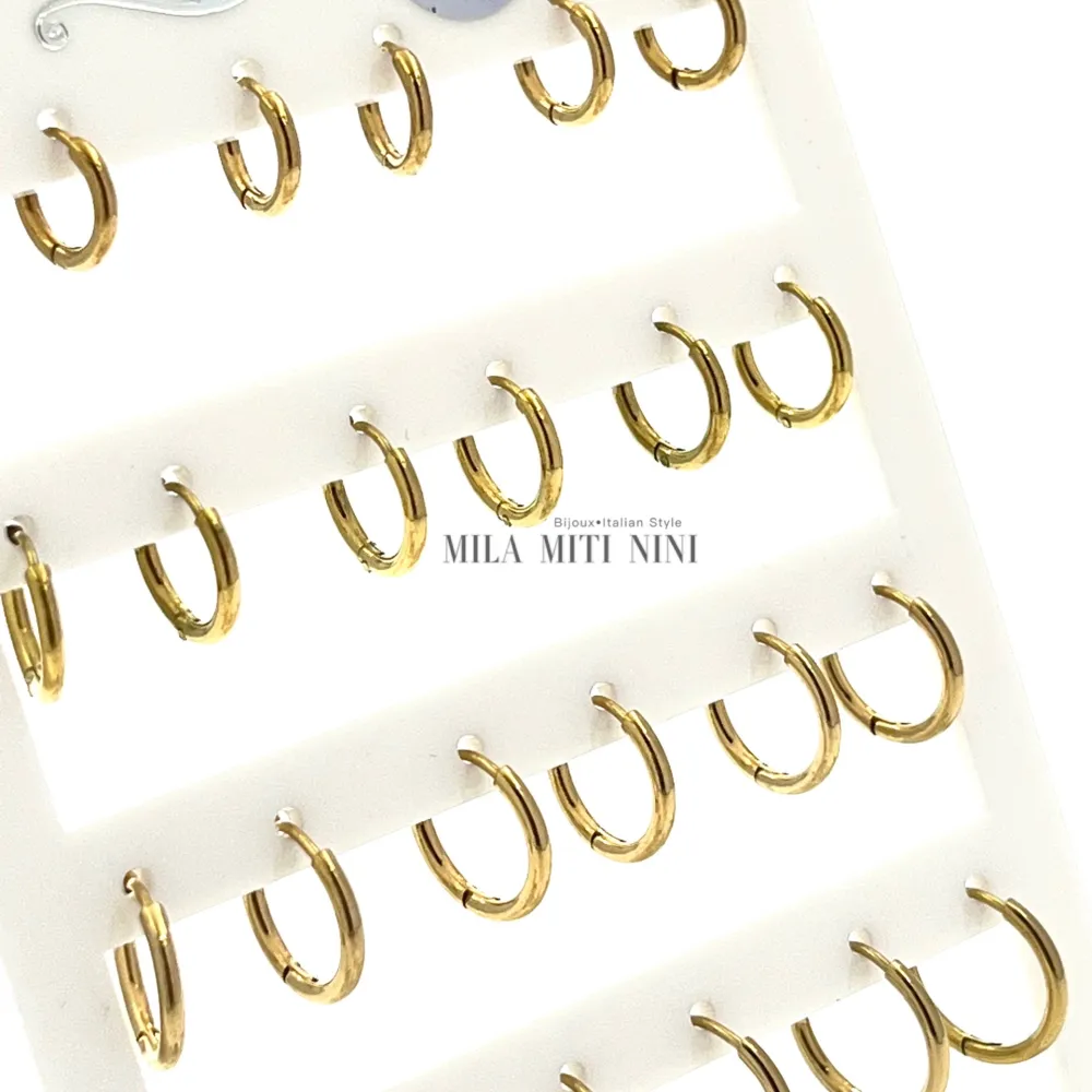 OPA450-Cerchi 1.6mm-12 Paia Orecchini in Acciaio