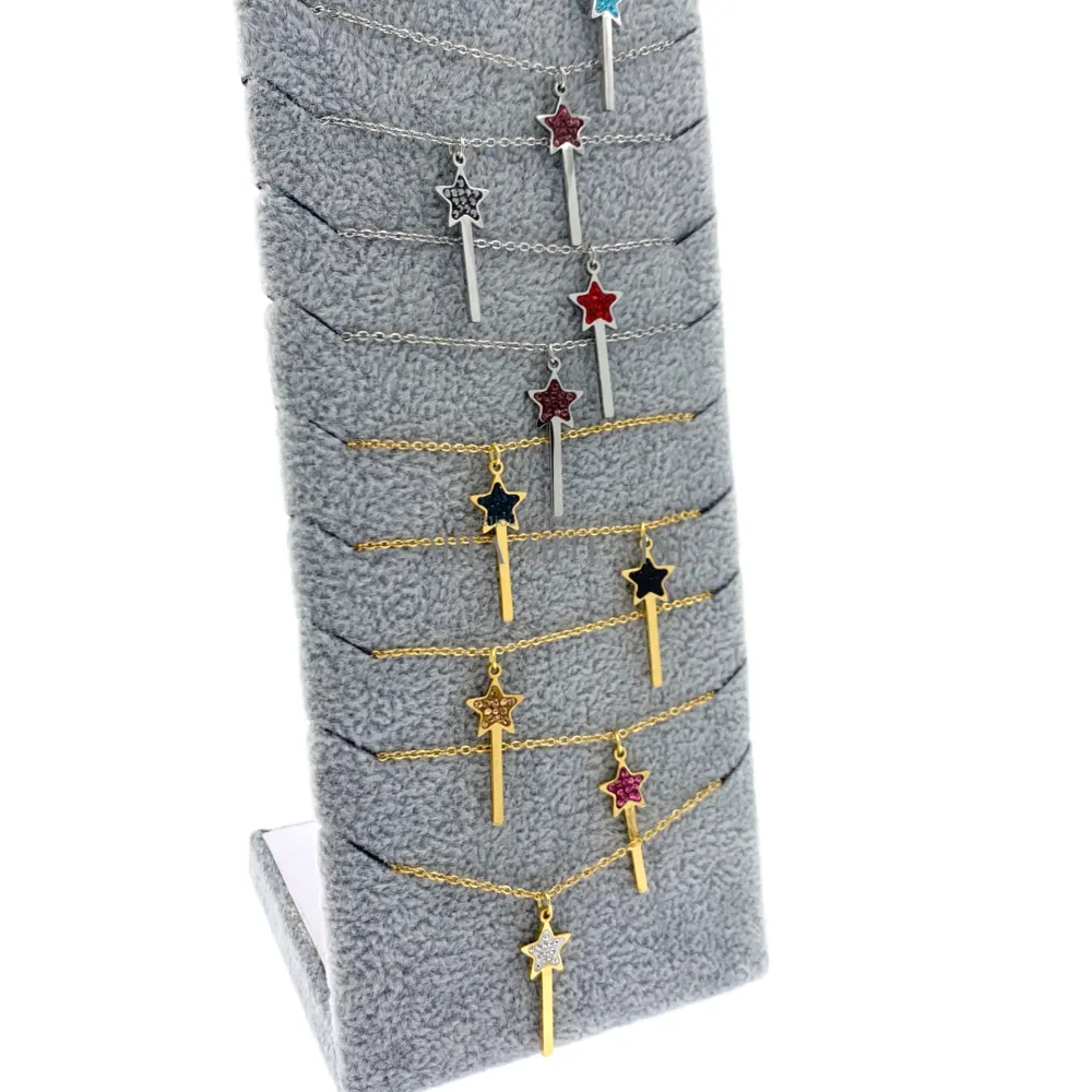 CPA413-2335-Bacchetta Magica-12Pz Collane in Acciaio