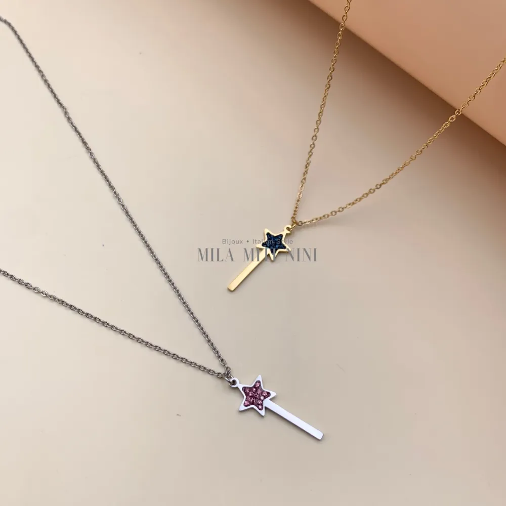 CPA413-2335-Bacchetta Magica-12Pz Collane in Acciaio