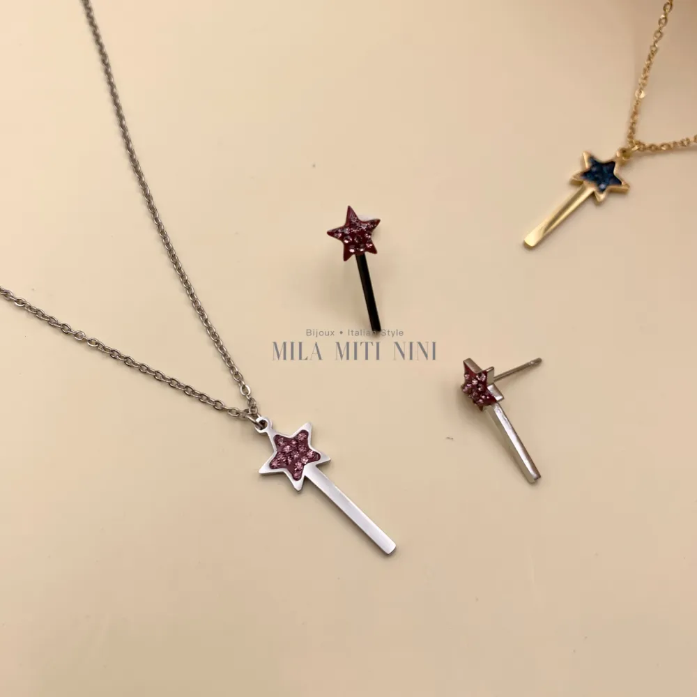 CPA413-2335-Bacchetta Magica-12Pz Collane in Acciaio