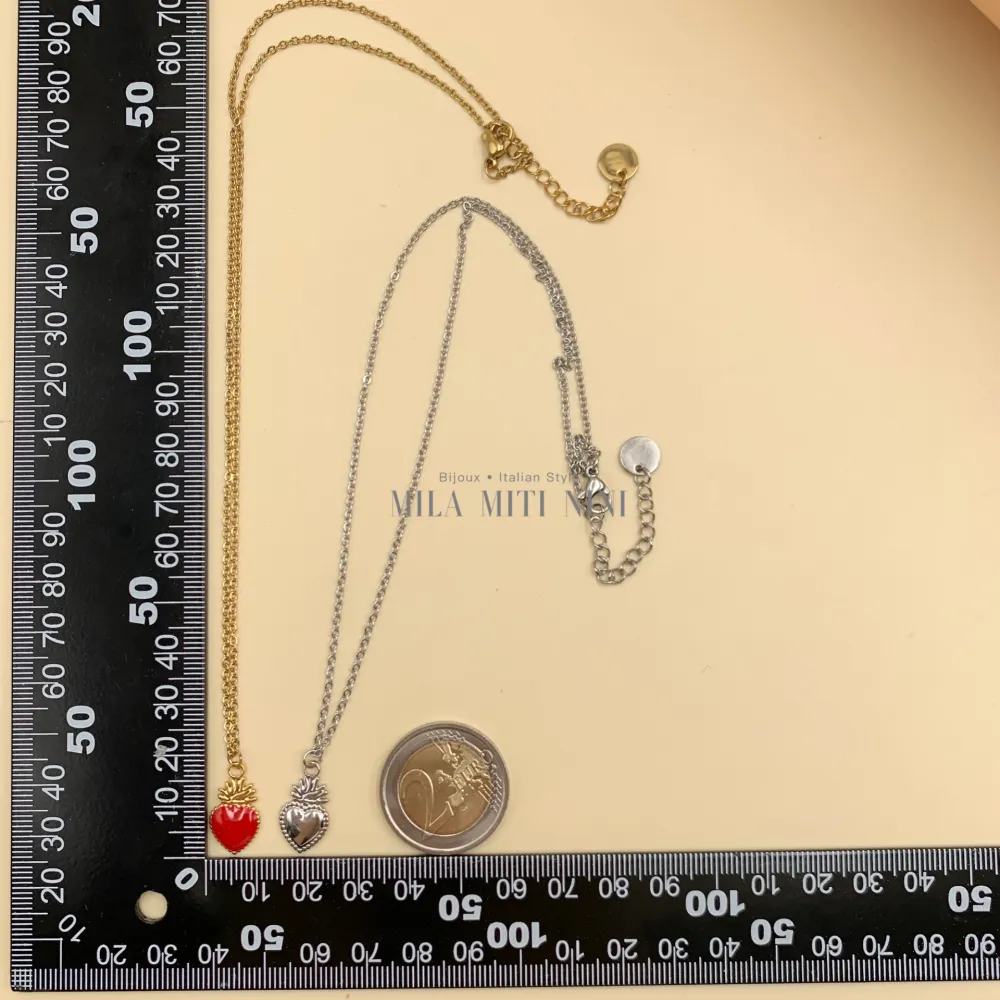 CPA450-401-Sacro Cuore-12Pz Collane in Acciaio