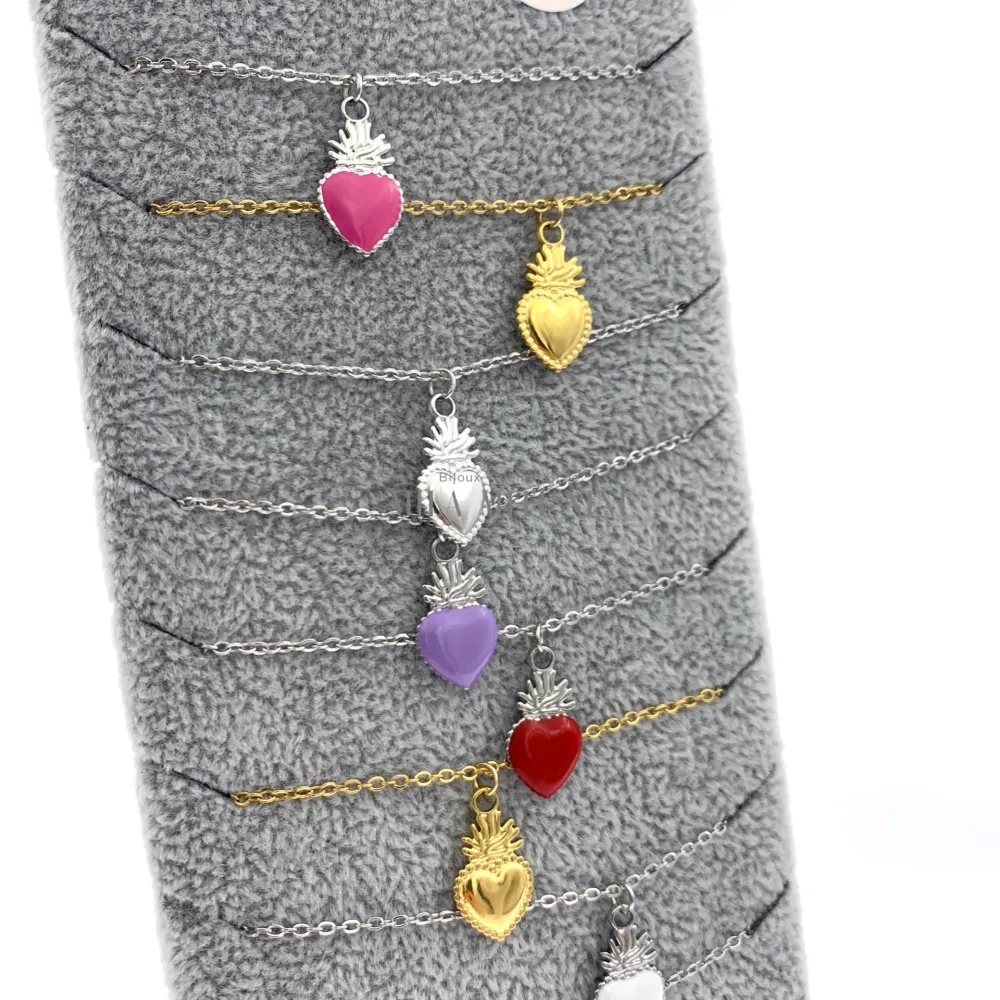 CPA450-401-Sacro Cuore-12Pz Collane in Acciaio