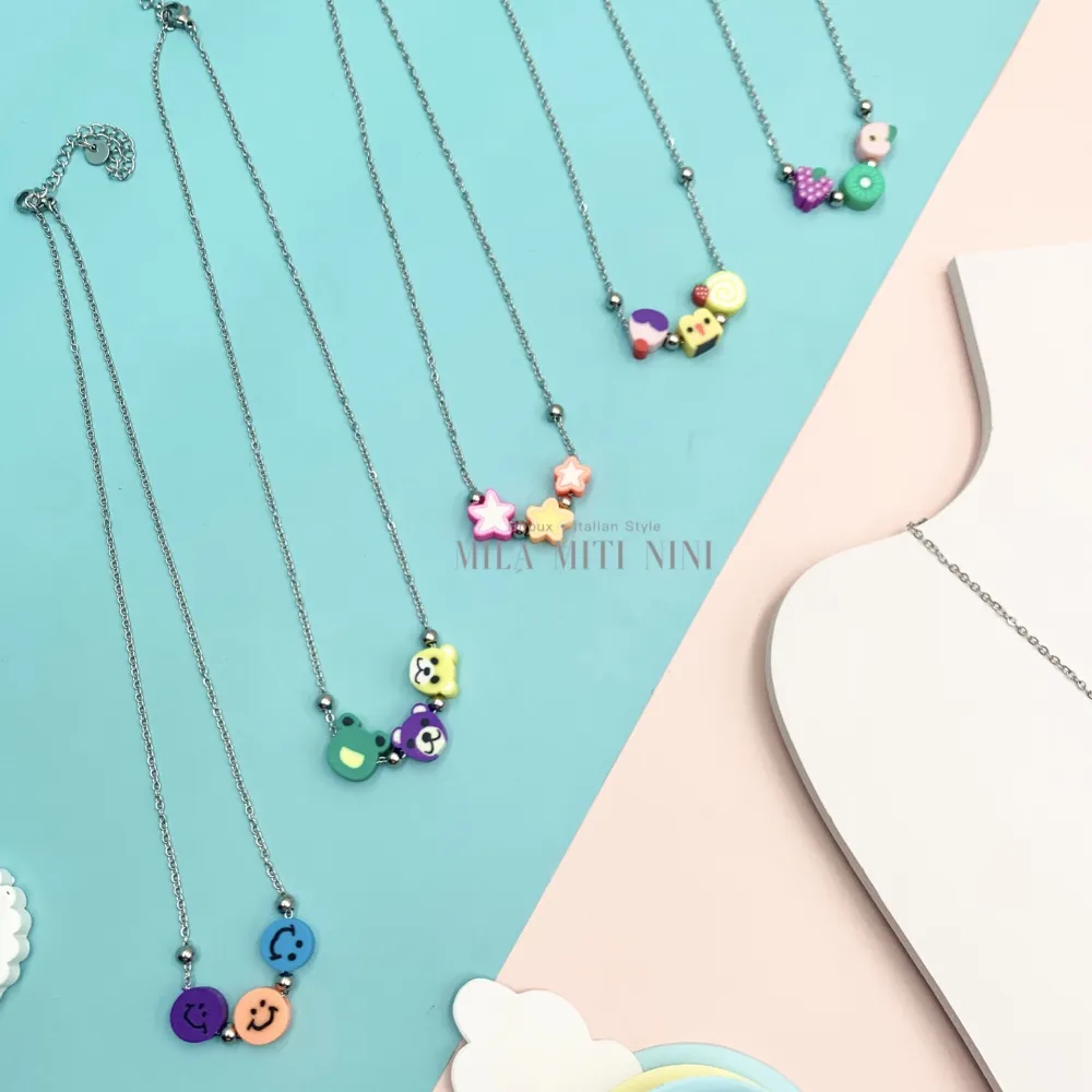 CAC176-375-Tre Ciondoli- 12Pz Collana Corta