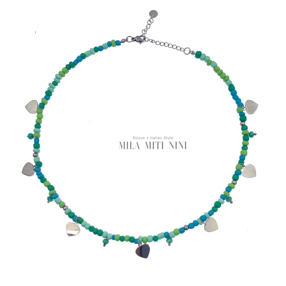 CAC176-375-Tre Ciondoli- 12Pz Collana Corta