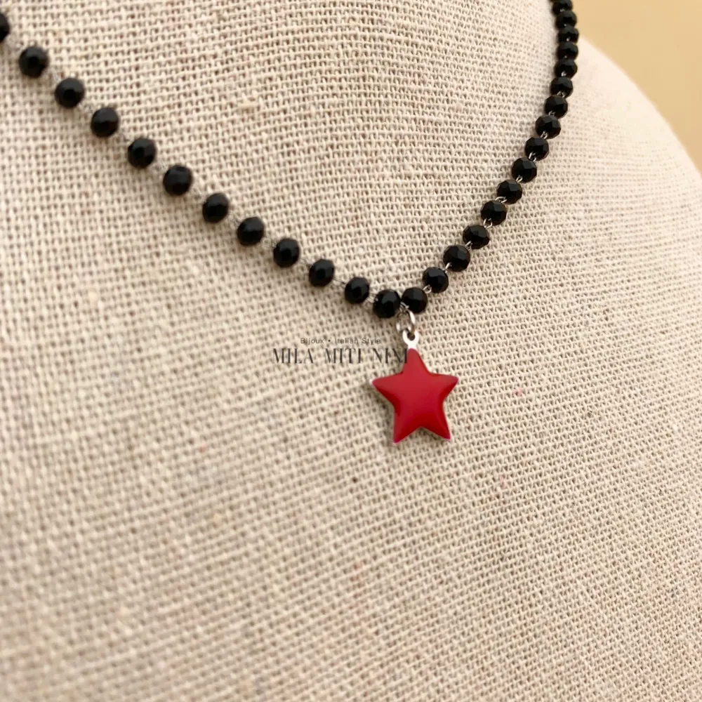 CAC413-2118-Rosario Stella-Collana Corta in Acciaio