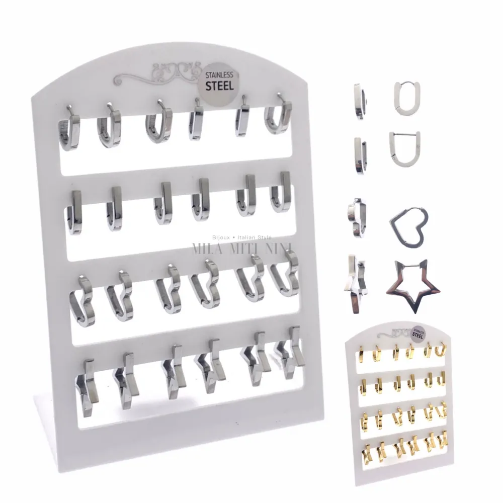 OPA450-267-Forme -12 Paia Orecchini in Acciaio