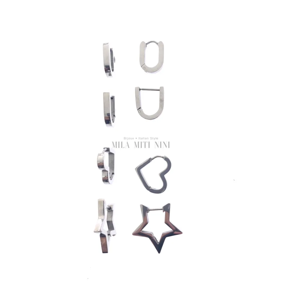 OPA450-267-Forme -12 Paia Orecchini in Acciaio