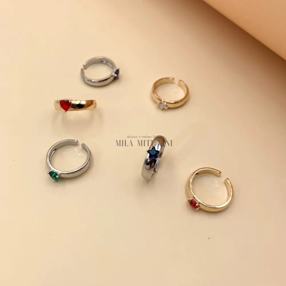 AMR1817-Cuore Stella-36Pz Anelli Regolabili