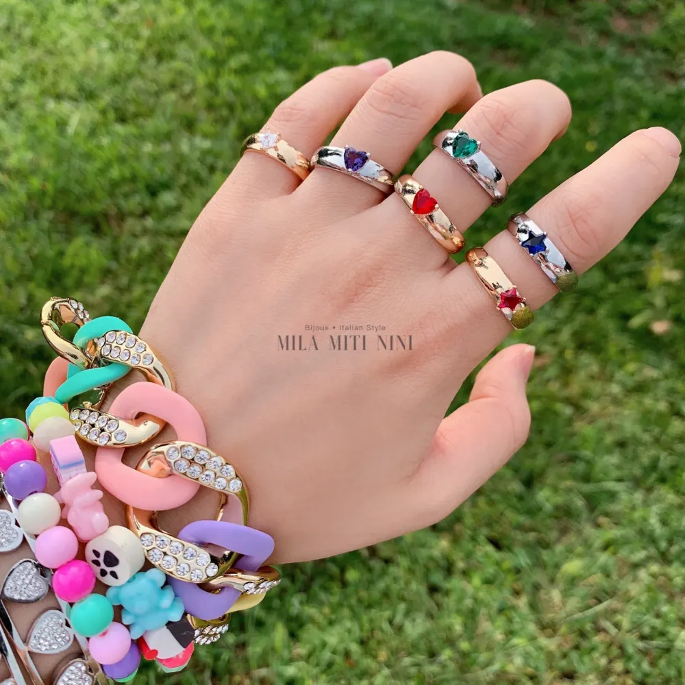 AMR1817-Cuore Stella-36Pz Anelli Regolabili