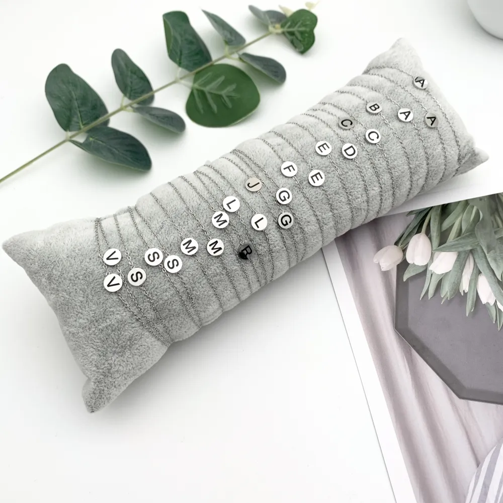 BPA7652-Iniziale Tondo-24 Pz Bracciali in Acciaio