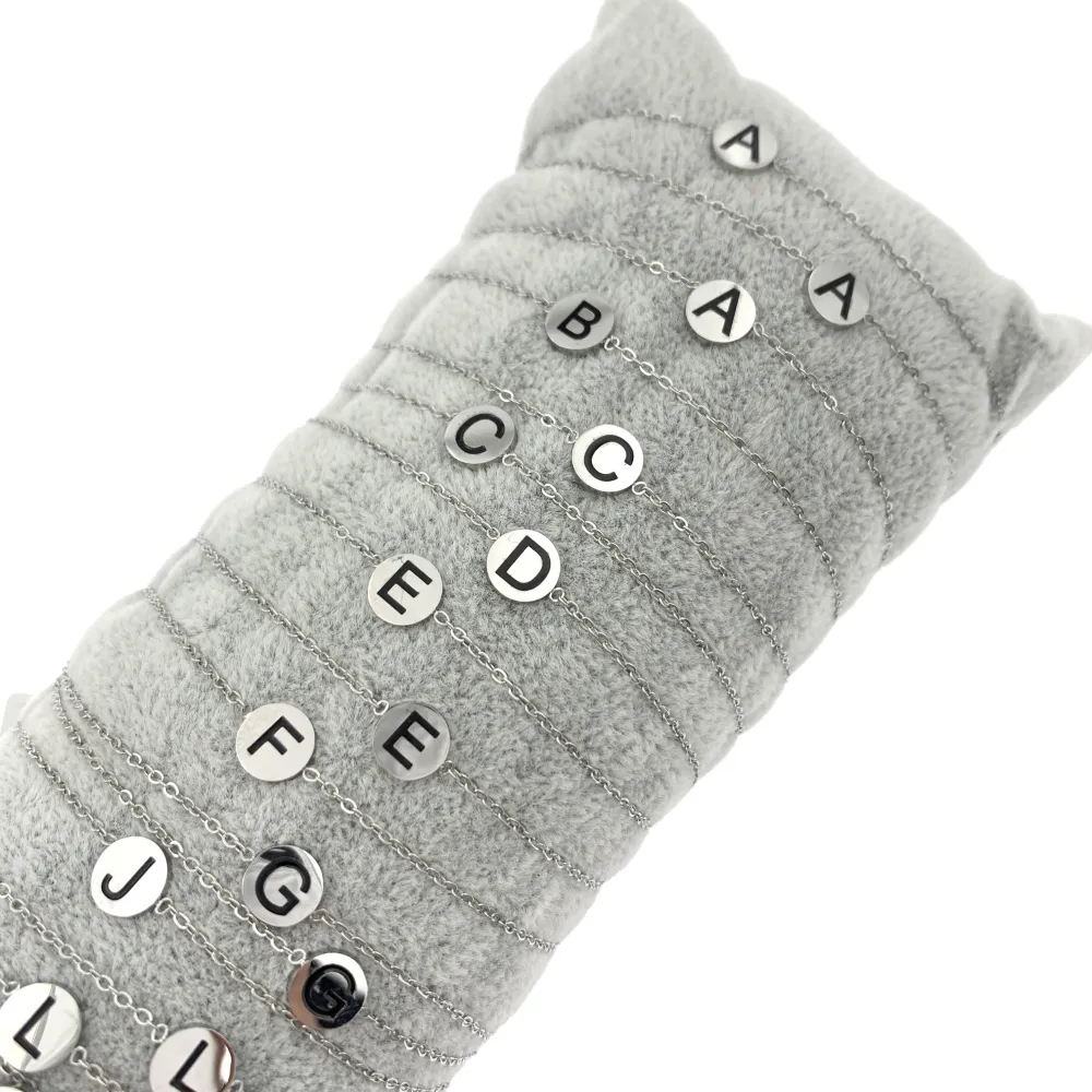 BPA7652-Iniziale Tondo-24 Pz Bracciali in Acciaio