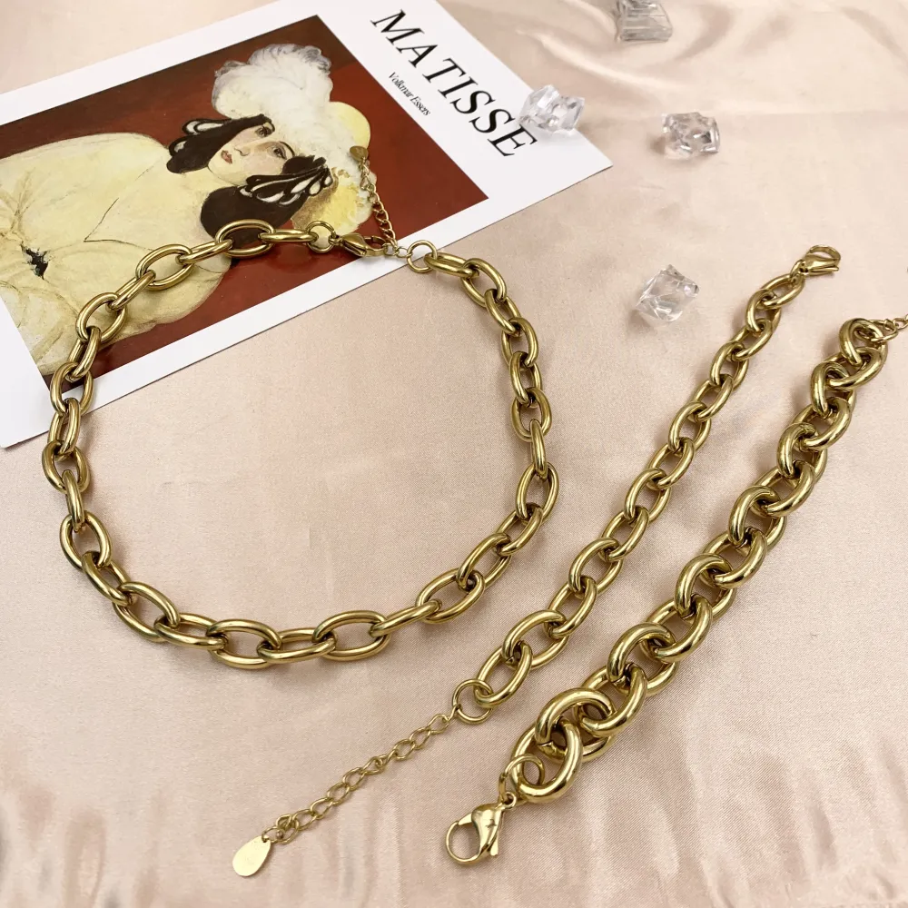 CAC6773-Catena Grossa 18x12mm- Collana Corta in Acciaio