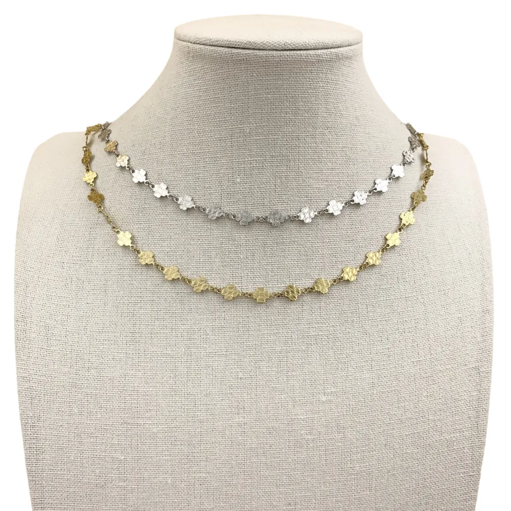 CAC6767-Catena Quadrifoglio- Collana Corta in Acciaio