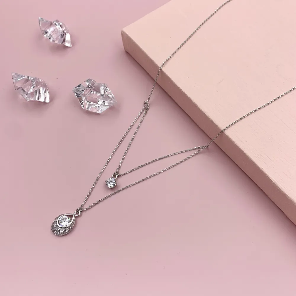 CMC6675-Punto Luce e Goccia-Collana Girocollo con Zirconia