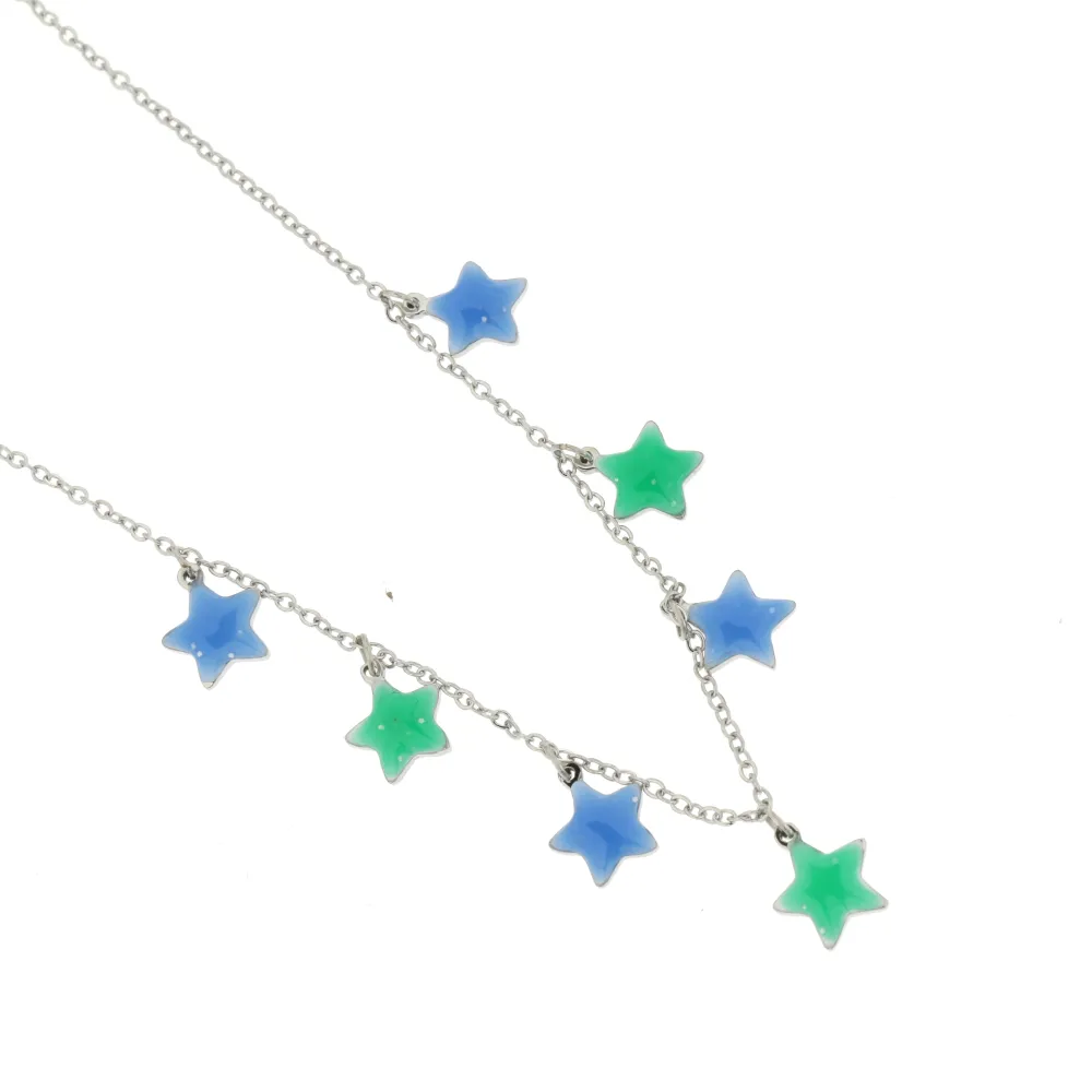 CCAC-Stelline Smaltate 4301-Collana corta in Acciaio