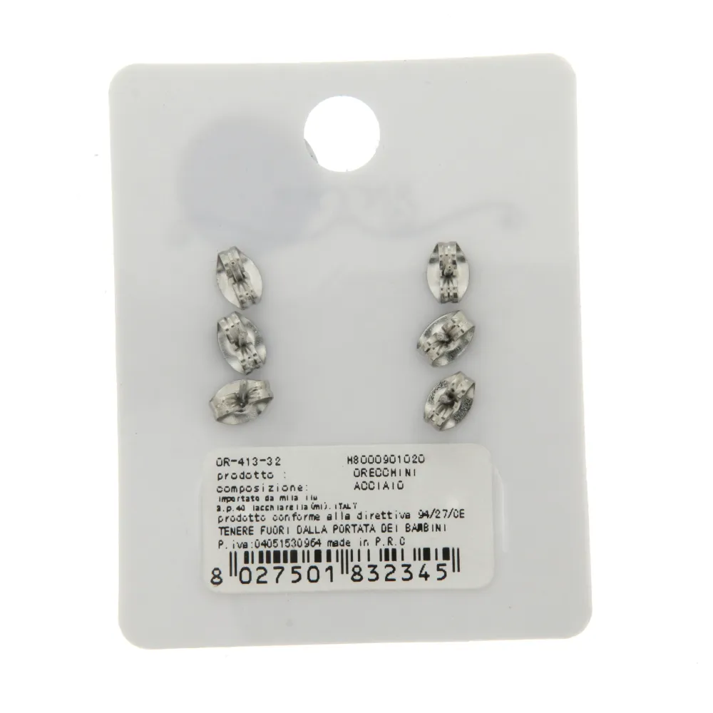 OAP3253-Delfino Polpo- Orecchini Tris a lobo in Acciaio