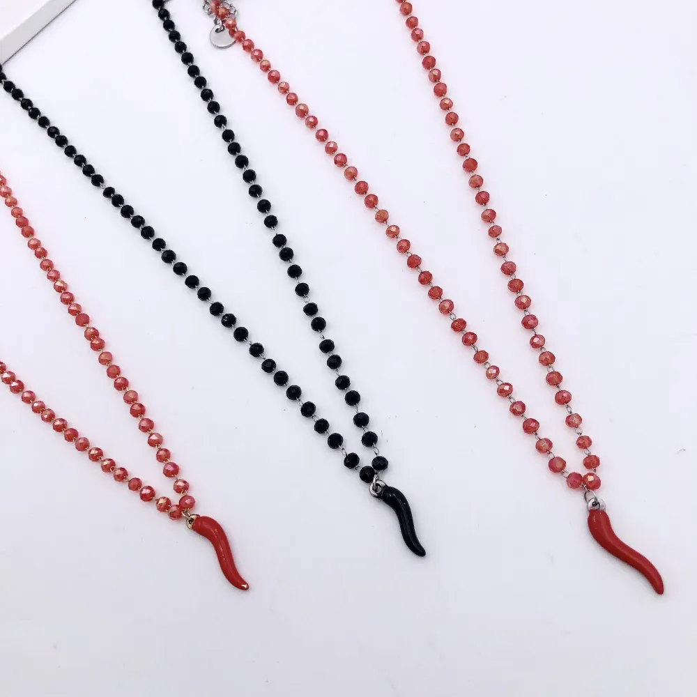 VCAC Corno smalto rosario  6696- Collana acciaio