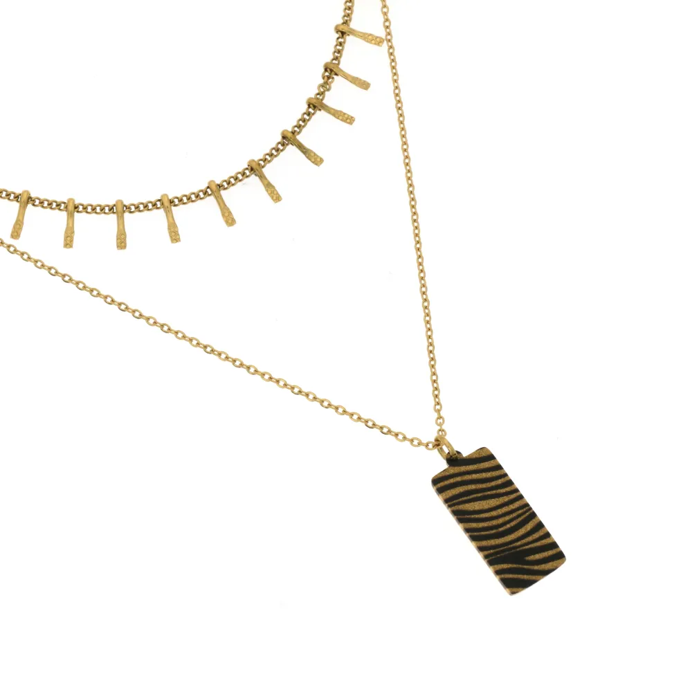 Targa zebrata Multifilo - Collana acciaio 4471