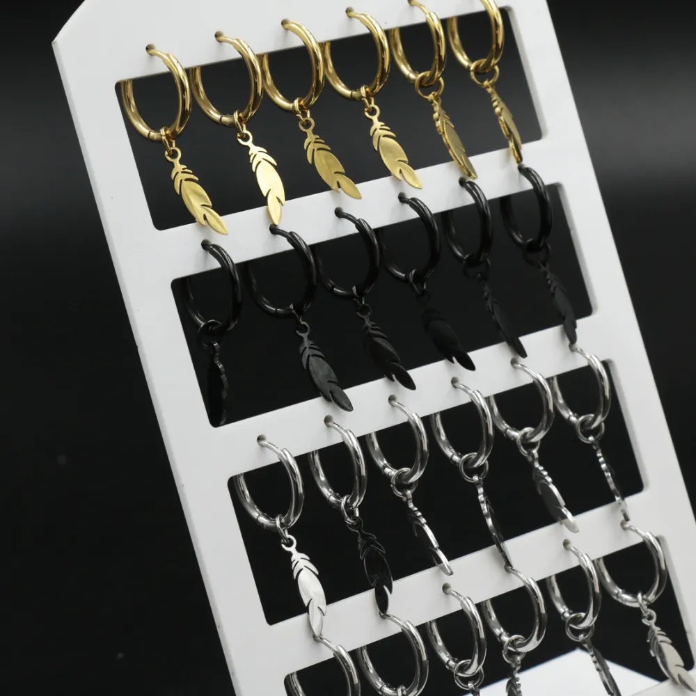 Piume - Orecchini a Cerchio 2x12 (Conf.12 Paia)