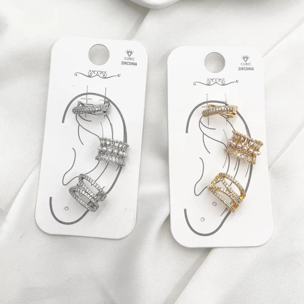 Set 3Pz  -Earcuff con Zirconia - EAK-506-385