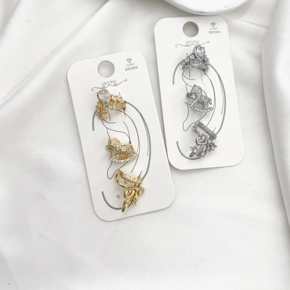 Set 3Pz  -Earcuff con Zirconia - EAK-506-378