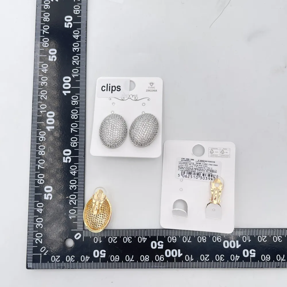 Ovale con Zirconia-Orecchini a Clip - OR-506-390